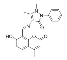 ACME16091|(E)-4-(((7-hydroxy-4-methyl-2-oxo-2H-chromen-8-yl)methylene)amino)-1,5-dimethyl-2-phenyl-1 